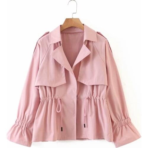 ZXQJ Women Casual Drawstring Windbreaker 2021 Autumn Fashion Ladies Solid Colour Outerwear Female Oversize Loose Jacket