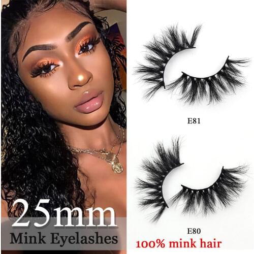 1 Pair 25mm 6D 100% Mink Hair Full Strip Eyelashes Extension Fluffy Wispies Natural Long Eye Lashes Handmade Eye Makeup Tools