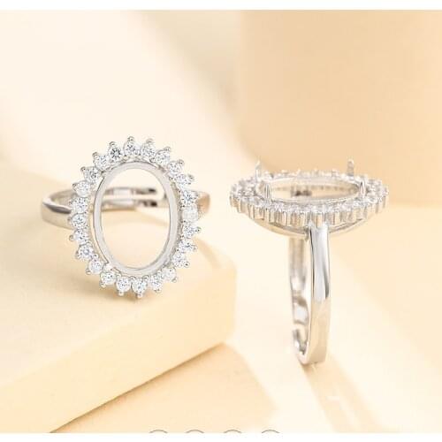 10*14mm 925 STERLING SILVER Semi Mount Bases Blanks base blank Pad rings ring Setting set diy women A5540