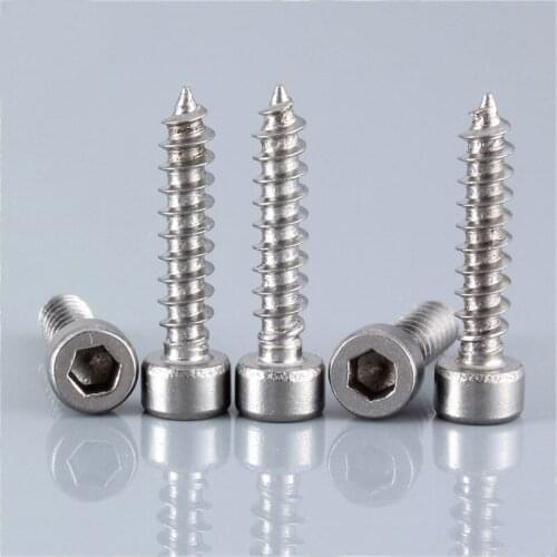 10pcs M6 Stainless steel Inner Hex screws self-tapping screw round Cylinder head hex equipment furniture bolt 16-50mm length