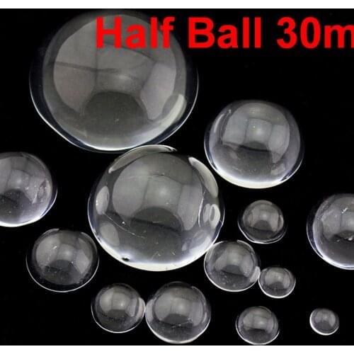 12 Transparent Round Flatback Glass Cabochon Dome 30mm
