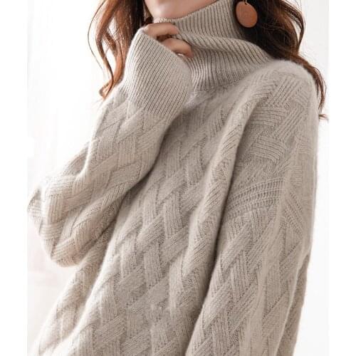 2020 New 100% Pure Wool Sweater Womens Turtleneck Thicken Pullover Fashion Knitted Sweater Free Shipping Fall Winter Large Size