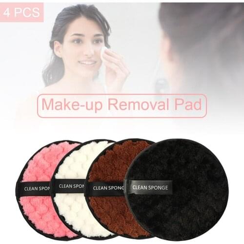 4pcs Microfiber Cloth Pads Facial Makeup Remover Puff Face Cleansing Towel Reusable Cotton Double Layer Nail Art Cleaning Wipe