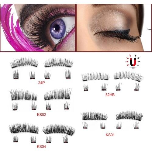 6Pcs Fashion Magnetic Eyelashes&2 Magnets Handmade 3D Natural False Eyelashes&Tweezer&Gift Box Mirror Reusable Soft Eye Lashes