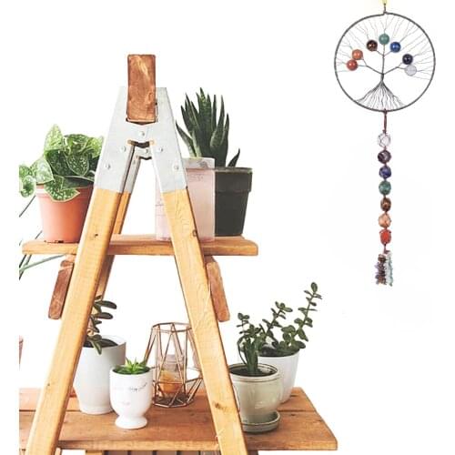 7 Chakra Stones Tree of Life Hanging Ornament Tumbled Gemstones Crystal Tassel Fengshui Window Home Decoration Reiki Meditation