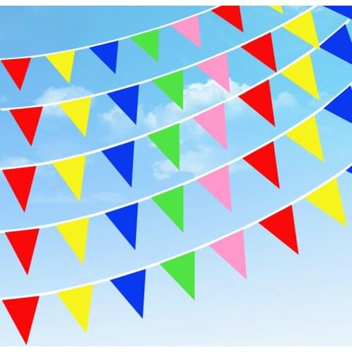 8/40/80 Meters Rainbow Pennant Colorful Hanging Triangle Flags Festival Banner Buntings Wedding Birthday Party Decorations