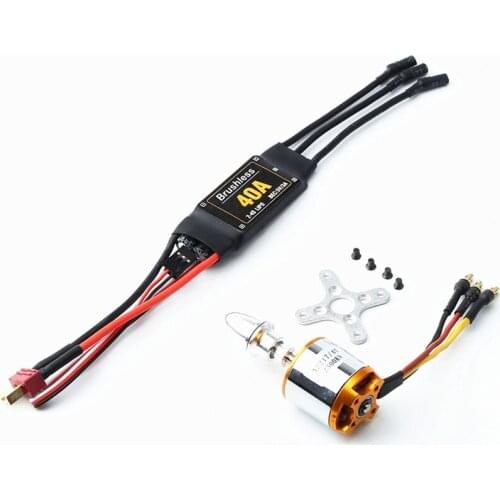 A2217 2300KV Brushless Motor 40A ESC With T plug and 3.5mm Banana Connectors for RC Fixed Wing Plane Helicopter