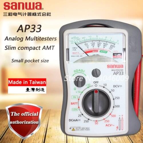 Sanwa AP33 Analog Multitesters, compact pointer multimeter battery check function
