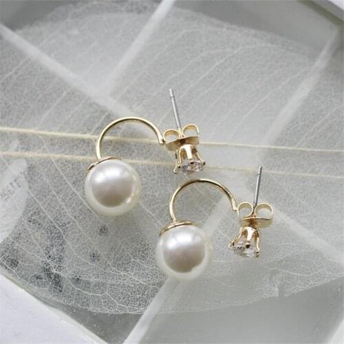 Cheap brand gold zircon silver simulated pearl discount stud earrings pendientes brincos cc ali express jewelry