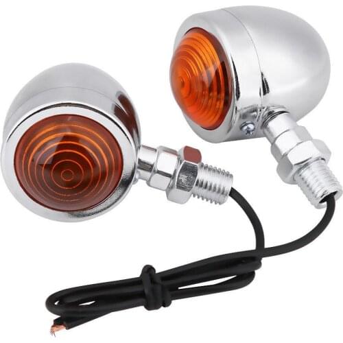 For 2PCS Motorcycle Chrome Bullet Bulb 12V Turn Signal Light Indicator Amber Lamp