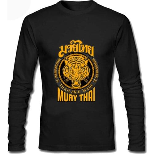 Muay Thai Tiger Thailand Tiger T Shirt Male Black Harajuku Mens T Shirt Print Long Sleeve Harajuku Streetwear Tops Tees 2XL