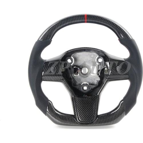 Cuatomized Carbon Fiber with Perforated Leather for Tesla Model 3 2017 2018 2019 2020 2021 Model 3 Racing Steering Wheel