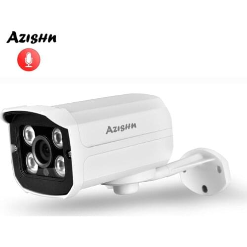 AZISHN IP Camera 2592x1944P Black Light 5MP Outdoor Audio Camera 0.0001Lux Ultra Low Illumination 3MP 2MP Email Alert Xmeye