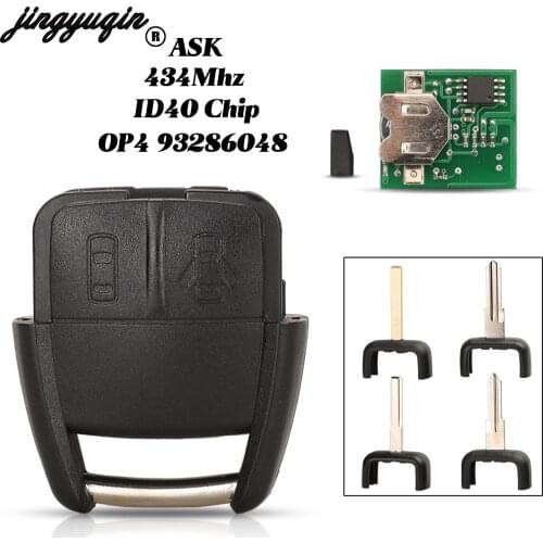 Jingyuqin 2 Buttons ASK 434Mhz ID40 Chip OP4 93286048 Smart Remote Car Key Fob For Opel Astra 2002 2008 Uncut Blade Replacement