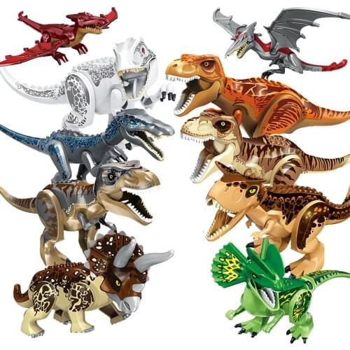 Jurassic World 2 Building Bricks Figurine Dinosaure Construction Block Figures Indominus Tyrannosaurus T-Rex Kids Birthday Toys