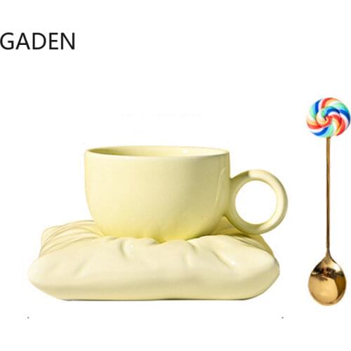 Creative Ceramic Mug Art Craft Coaster Home Office Coffee Cup Restaurant Afternoon Tea Cup Saucer Kitchen Bar Drinking Utensils