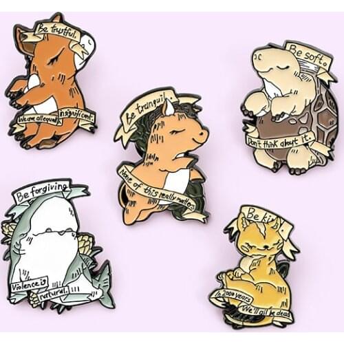 Creative Cartoon Trustful Pig Enamel Brooch Meaningful Fox Tortoise Whale Horse Badge Fashion Cute Lapel Backpack Jewelry Gift