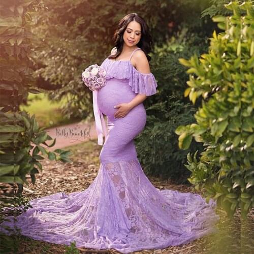 Lace Maternity Dresses For Photo Shoot Clothes Maternity Photography Props Fishtail Pregnancy Dress Photography Pregnant Vestido