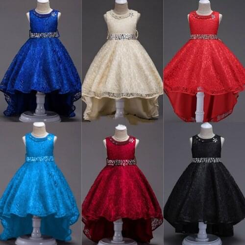 Lace Flower Girl Dresses For Girls Burgundy Blue Black Champagne Elegant Kid Party Gowns Comunion Pageant Dress