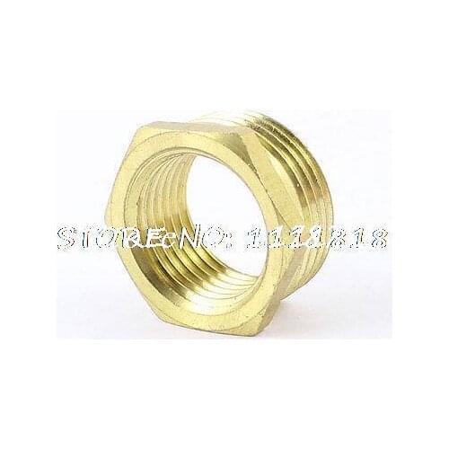 Brass 3/4" PT Male to 1/2" NPT Female Hex Busing Pipe Fitting Connector