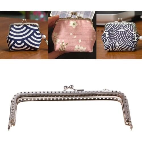 1pc Sew Holes Purse Handbag Handle Metal Coins Bag Kiss Clasp Frame 12cm