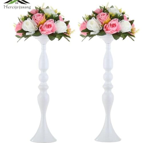 Mercijzyasang Metal Candle Holders Flowers Vase/Stand Candlestick White Candle Holder Floor Vase Wedding/Table Centerpieces 03