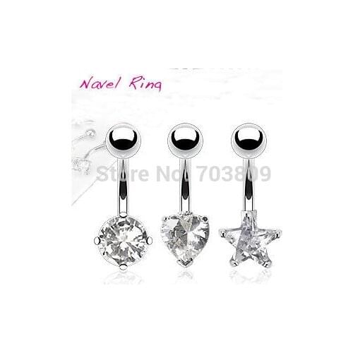 Fashion Simple Zircon Pendant Girl Navel Button Ring Belly Piercing Jewelry Free Shipping 1pcs