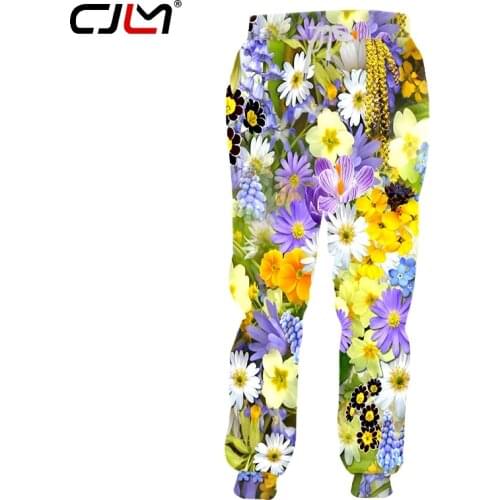 CJLM Mens 3D Printed Flowers beautiful Colorful Hat Pants Plus Size 6XL Man Loose art Trousers Wholesale Vendors Sweatpants