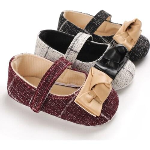 Newborn Baby Girl Crib Shoes Bowknot Soft Princess Cotton Crib Shoes Anti-slip Sneaker Prewalker0-18M