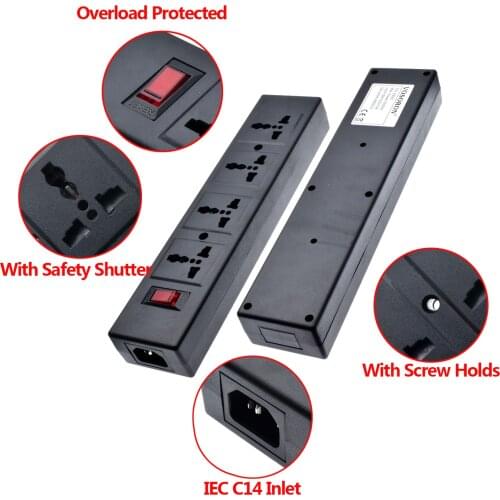 New 4-Outlet Universal socket with overload protector,Circuit Breaker Switch,4 Ways Outlet extend PDU power strip