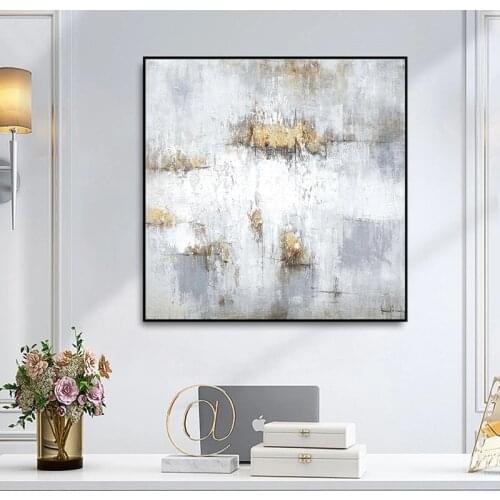 Original Abstract Art Painting Grey Oil Painting Wall Art Handmade Oil Painting Canvas Art for Living Room Home Decor No Frame