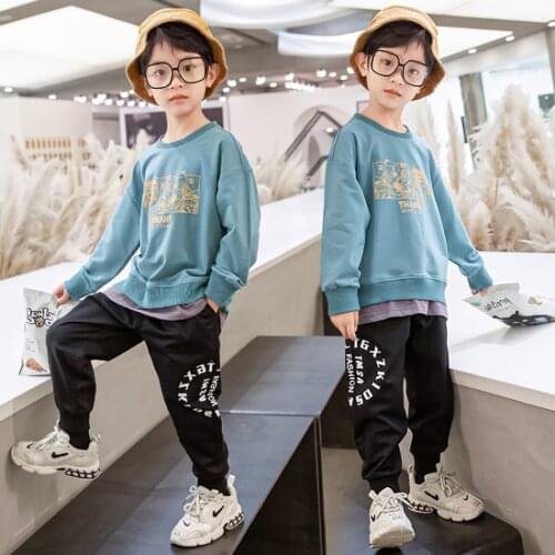 2020 Autumn Boys Clothes Sets 2 Pcs Outfits Print Two-piece Children New Casual Tracksuit Clothes Boys Suits For 4-12 Years