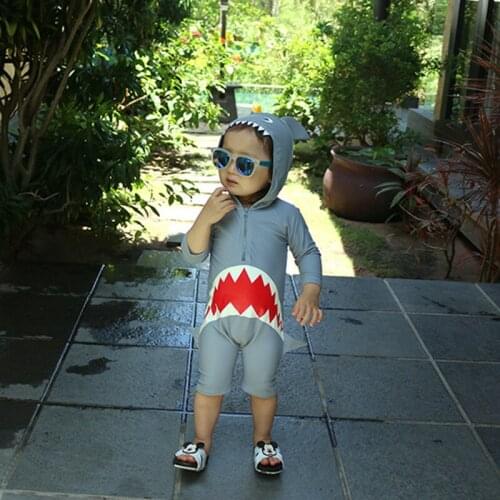 1T-8T Cute Shark Cosplay Kids Boys Girls One Piece Swimming Diving Suit Swimwear Summer Holiday Beach Wear Swimsuit SA4034