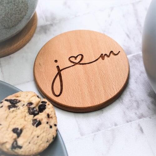 Personalised Couple Coaster with Initials - Engraved 5th Anniversary Gift