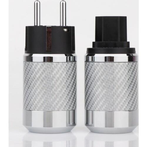 Preffair WCF2-ER Hi-End Carbon Fiber Rhodium Plated European standard AC Power Plug IEC Female Plug DIY Mains Power cable