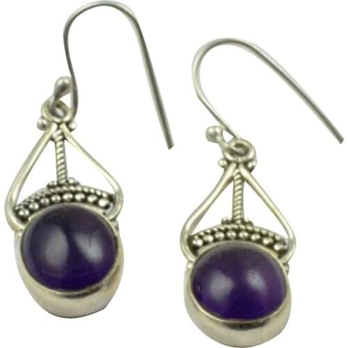 Lovegem Genuine Amethyst Earrings 925 Sterling Silver, 40 mm, AE2258