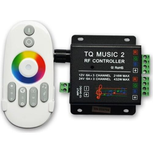 [Seven Neon]DHL shipping Music LED RGB Controller DC12-24V Intelligent Sonic Sensitivity LED Control+RF Touch Remote Controller
