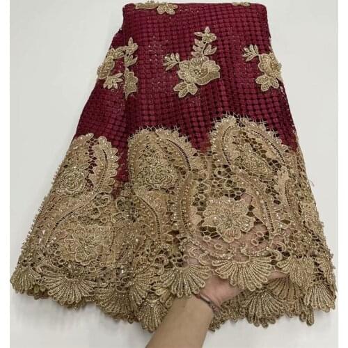 SJ Lace Handmade Beaded Lace Latest African Lace Fabric 2021 High Quality Embroidery Nigerian Guipure Lace Fabric For Sew j2-14