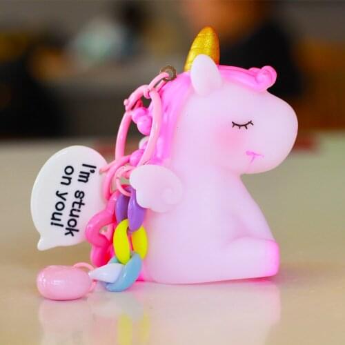Superhot Unicorn Doll Keychain Pendant Ugly Cute Creative Girls Heart Bag Hanging Zinc Alloy Rubber anime keychain HWASY1804