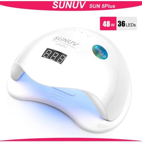 SUNUV UV Led Lamp SUN5 Plus 48W Nail Dryer For Curing All Types Gel 99s Low Heat 36 Leds UV Lamp for Two Hands Nail Art Machine