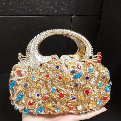 XIYUAN Elegant Multicoloured Women Crystal Handbag Evening Bags Clutches Purses Party Cocktail Rhinestone Minaudiere Bag Handbag