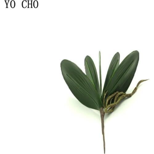 YO CHO 6pcs/lot Real Touch Artificial Latex Phalaenopsis Leaf Auxiliary Material Flower Decoration Artificial Plant Office Decor