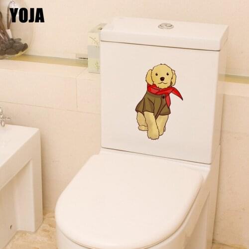 YOJA 14.2*23.2CM Cute Dog Wall Decal Living Room Home Decoration Toilet Sticker Cartoon Animal T3-0673