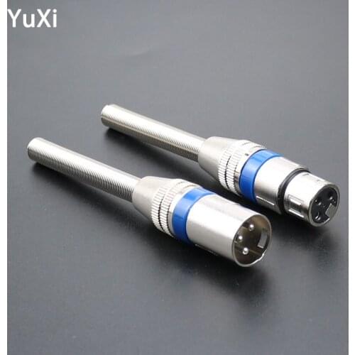 YuXi 3Pin Female MIC Jack Male Plug Audio Microphone Cable Connector Blue Metal 3-Pin Connectors Adapter For Microphone KTV