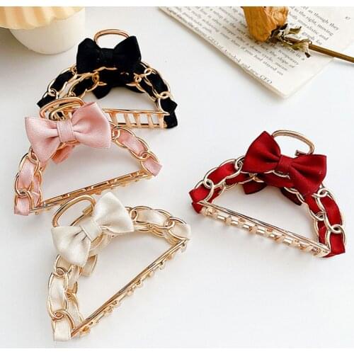 2021 Women Girls Geometric Hair Claw Clamps Hair Bow Metal Grip Shape Hair Clip Claws Solid Color Accessories Elegant Hairpin