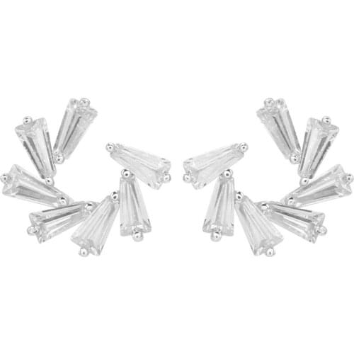 2019 New Design Crystal Geometric Irregular Stud Earrings 925 Sterling Silver Stud Earrings For Women Free Shipping Brincos