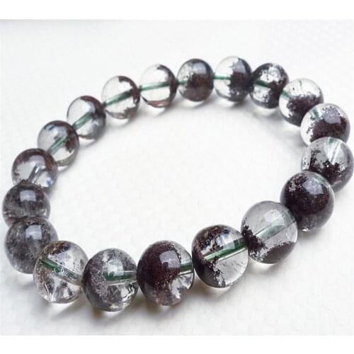 2018 Newly 11mm Genuine Natural Red Phantom Quartz Crystal Round Bead Fashion Jewelry Stretch Charm Bracelet Femme Free Shipping