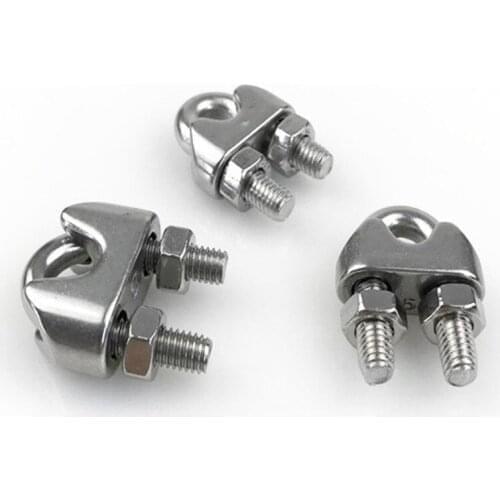 10Pcs 304 Stainless Steel Wire Rope Clips M2/3/4/5/6/8/10/14/16 U type clamp Wire Rope Clip Cable Bolts Rigging Hardware Clamps