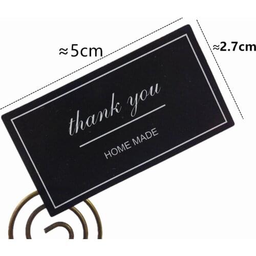 1200pcs/lot Rectangle Black White Thank you HAND MADE Baking Adhesive Seal Sticker for Handmade Products Gift Bag Box Decoration