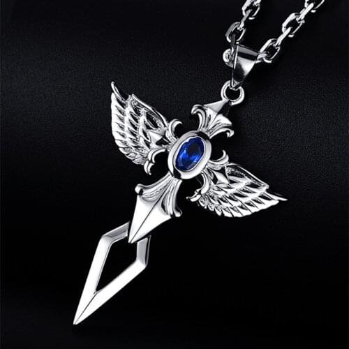 2021 Angel Sword Necklace Mens Womens Korean Hip Hop Cross Pendant European and American Street Wings Student Jewelry Gift